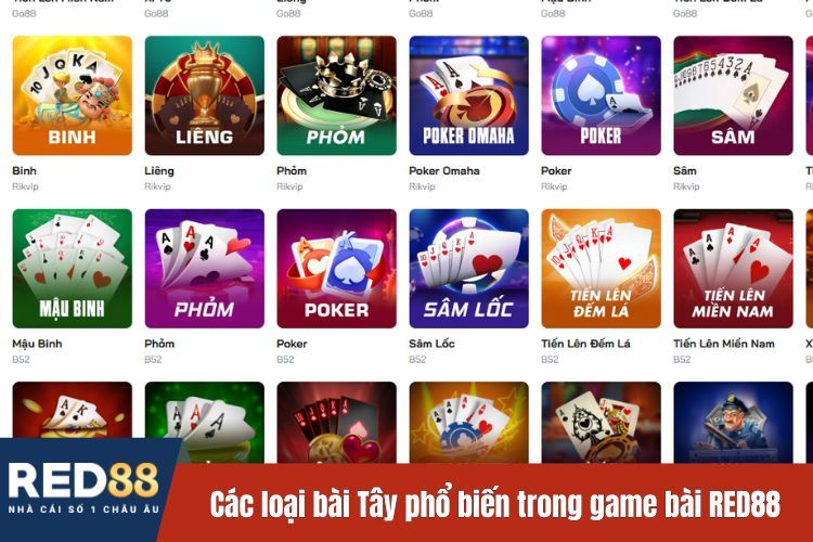 Các loại bài Tây phổ biến trong game bài RED88